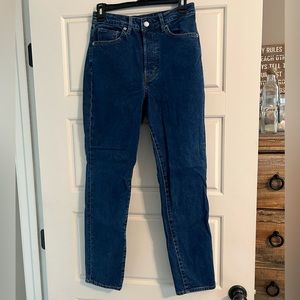 H&M dark blue high rise skinny jeans